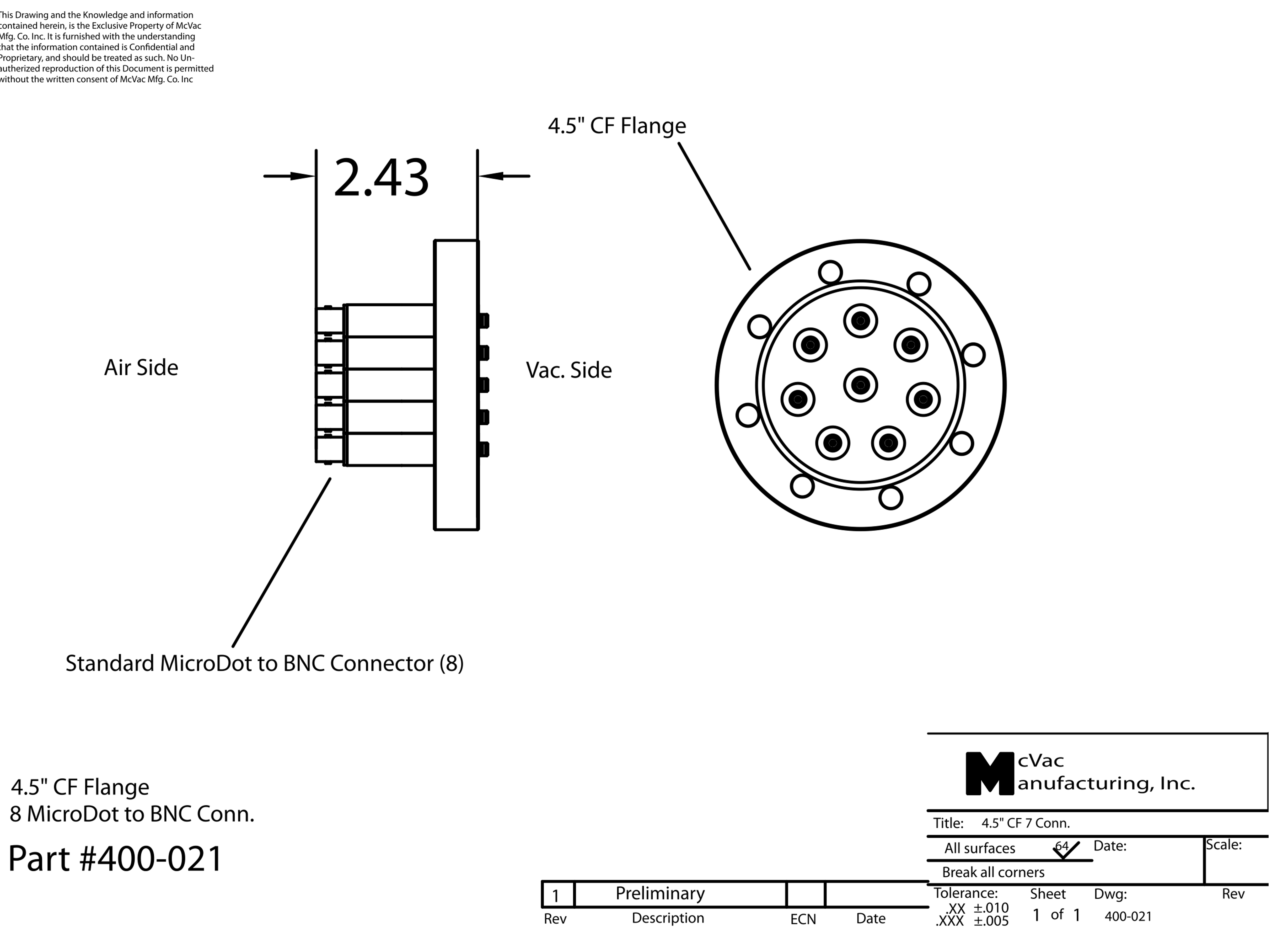 Sensor Feedthrough CF40; 4,5 in. Sensor Feedthrough CF40; 4,5 in.