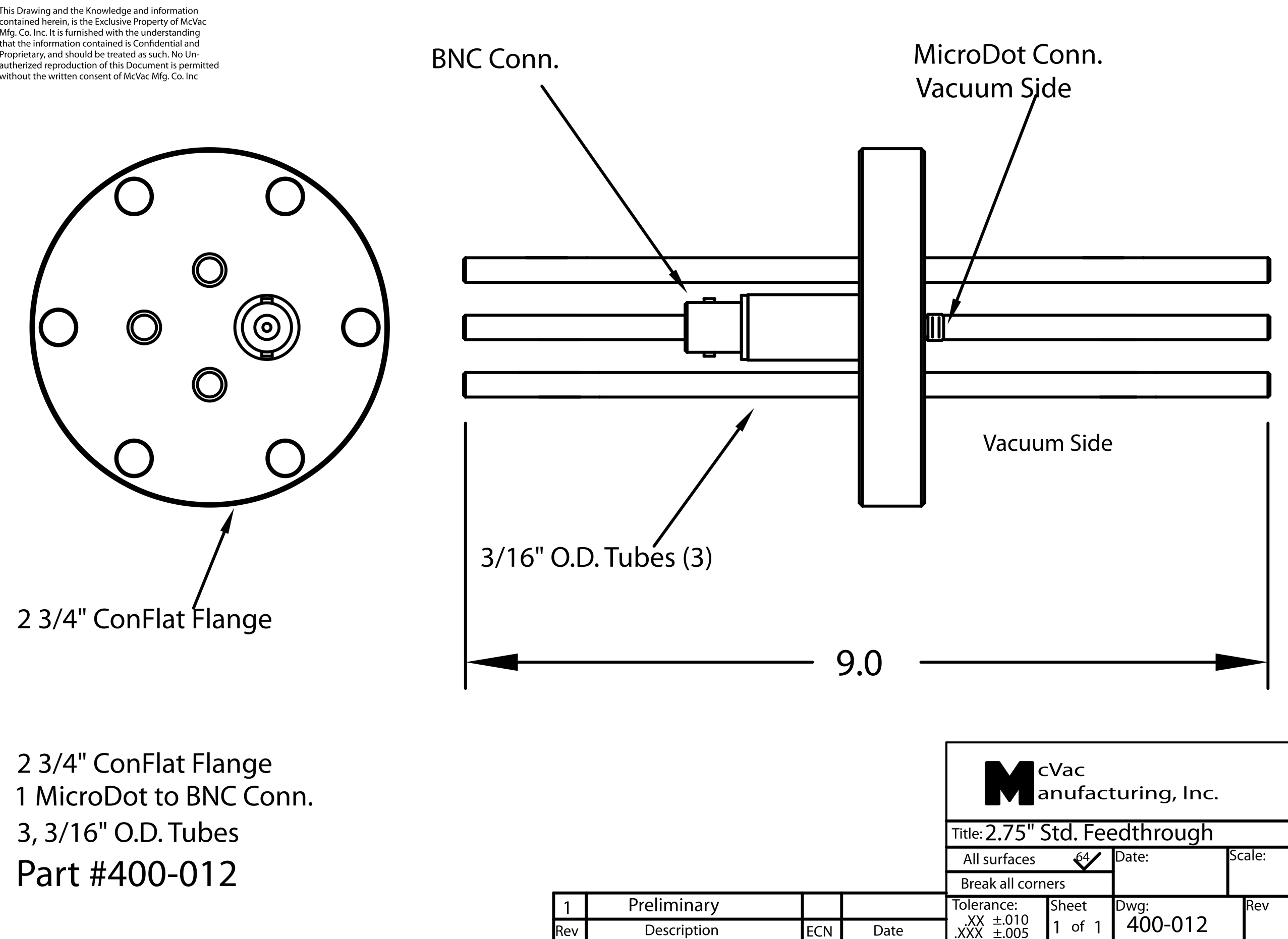 image_MV-400-012_1 Messkopfdurchführung CF40; 3x3/16 in.