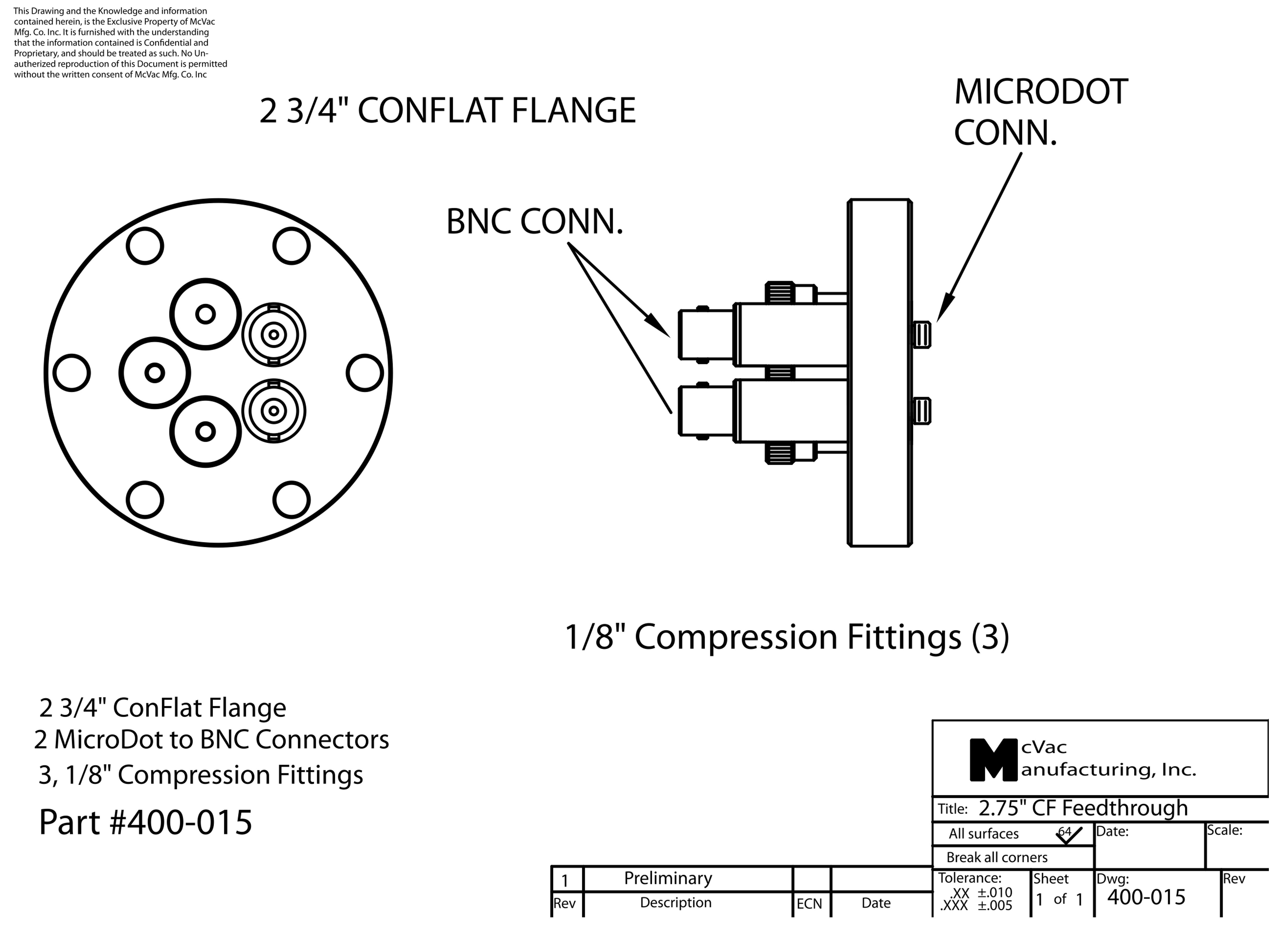 Messkopfdurchführung CF40; 3x1/8 in.