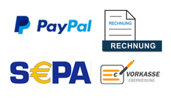 Vorkasse / Rechnung / Kreditkarte / Paypal