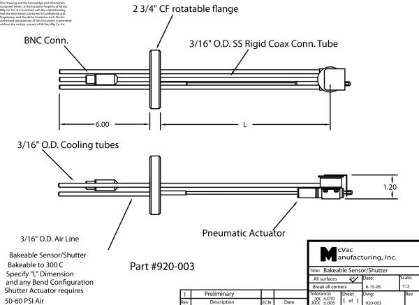 UHV Einfach-Messkopf mit CF63 Durchführung